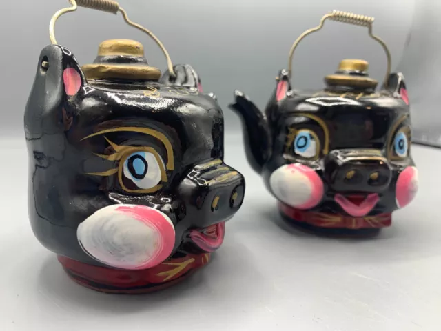 Vintage Tea Pot Piggy Salt and Pepper Shaker Large