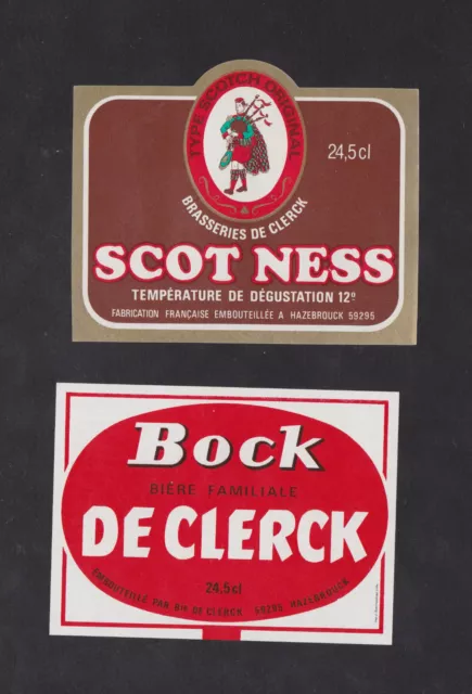 2 Anciennes étiquettes  alcool  France BN106634 Bière Scot Ness De Clerck