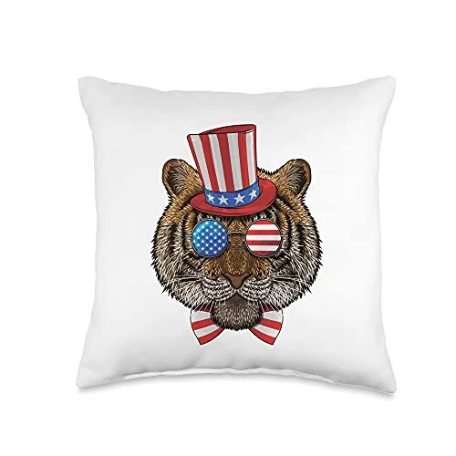 Independence Day Animals 4th of July American Tiger USA Uncle Sam Hat Throw