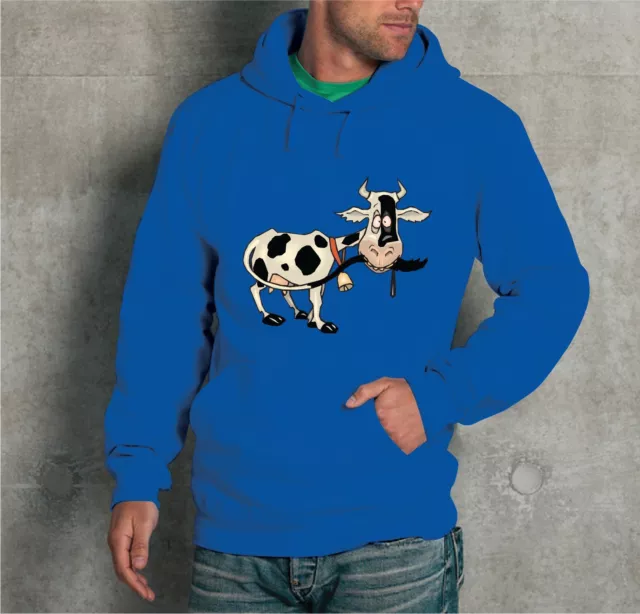 FELPA CON CAPPUCCIO UNISEX  MUCCA PAZZA CRAZY COW Uomo Donna CARTOON funny