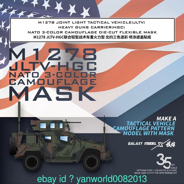 Galaxy D35027 M1278 JLTV-HGC NATO 3-COLOR CAMOUFLAGE DIE-CUT FLEXIBLE MASK