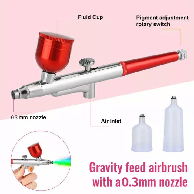 GotHobby 0.3mm Gravity Feed Dual-Action Airbrush Paint Spray Gun Kit Set