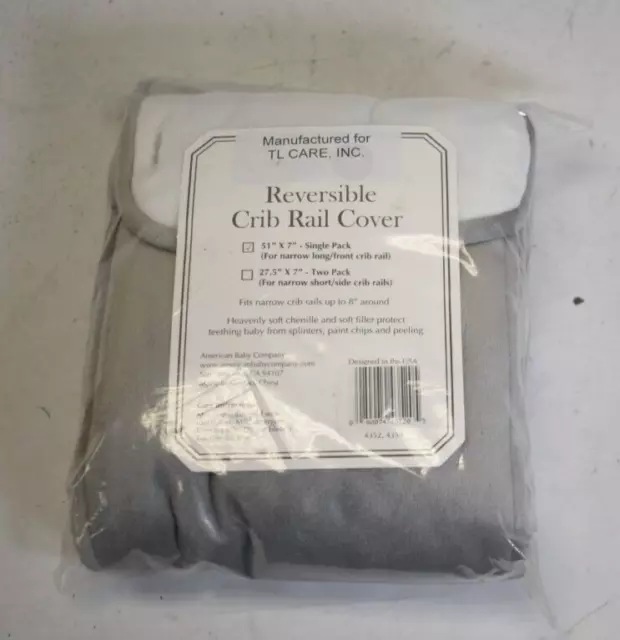 TL Care Reversible Crib Rail Cover For Long Rail Gray/White 51" x 7" Single