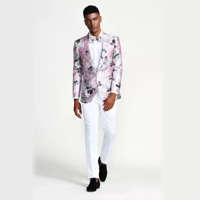 Pink Floral Blazer Men's Fashion Suit Jacket Luxury Prom & Weddings Party