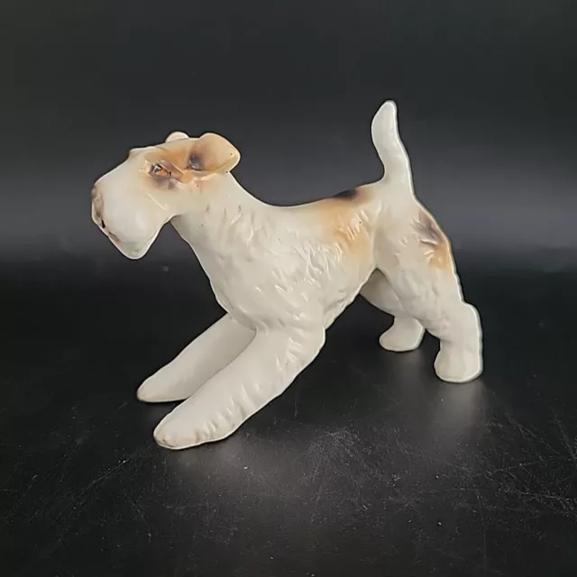 Vintage Wire Haired Fox Terrier Dog Figurine Porcelain Made In Japan