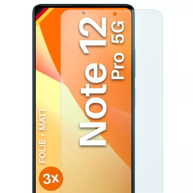 3x Schutzfolie Matt für Xiaomi Redmi Note 12 Pro 5G Displayschutz 4H Anti Reflex