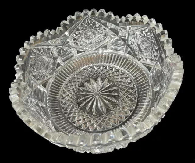 Antique American Brilliant Cut Glass  Crystal Bowl 8”