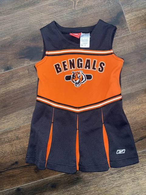 vintage cincinnati bengals reebok cheerleading outfit dress youth girls 4t nfl