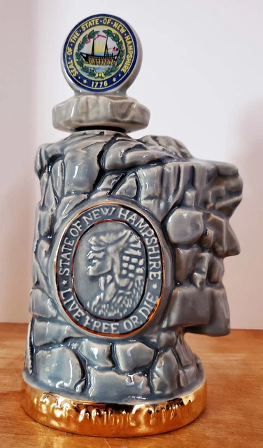 Rare Ezra Brooks 1970 New Hampshire Live Free or Die Old Man Mountain Decanter