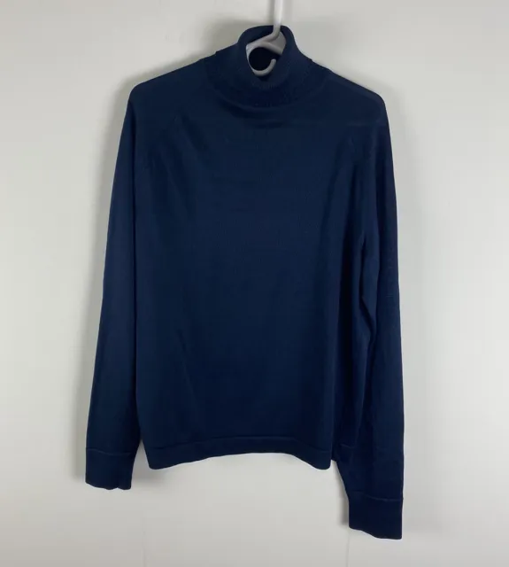 VTG Donegal Coleseta navy blue acetate polyester turtleneck pullover sweater, L