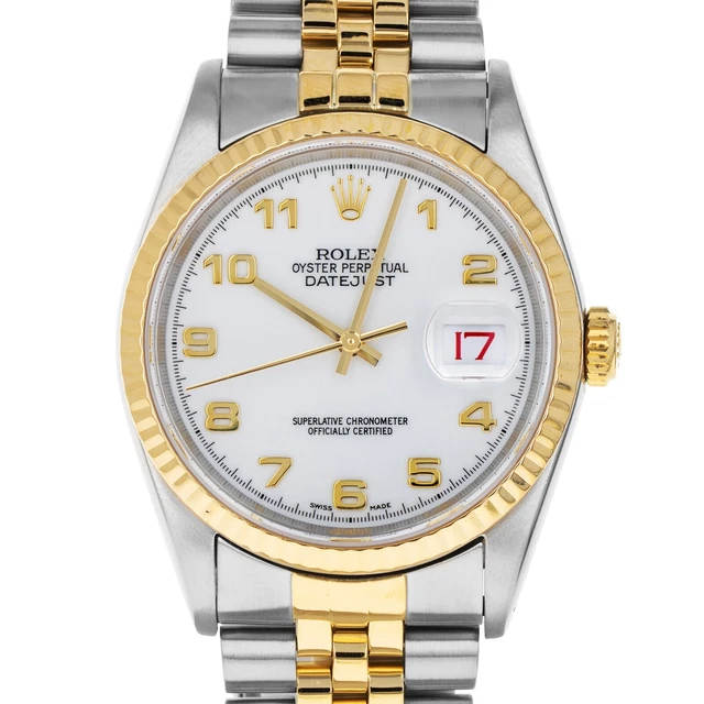 Pre-Owned Rolex 16233 Datejust Jubilee Fluted 18kt Yellow Gold Factory Serviced Pre-Owned Rolex 16233 Datejust Jubilee Fluted 18kt Yellow Gold Factory Serviced