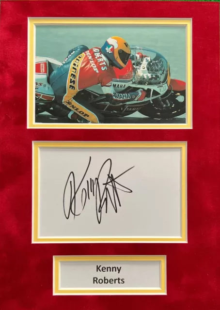 Kenny Roberts Hand Signed A4 Mounted Photo Display Yamaha MotoGP Autograph
