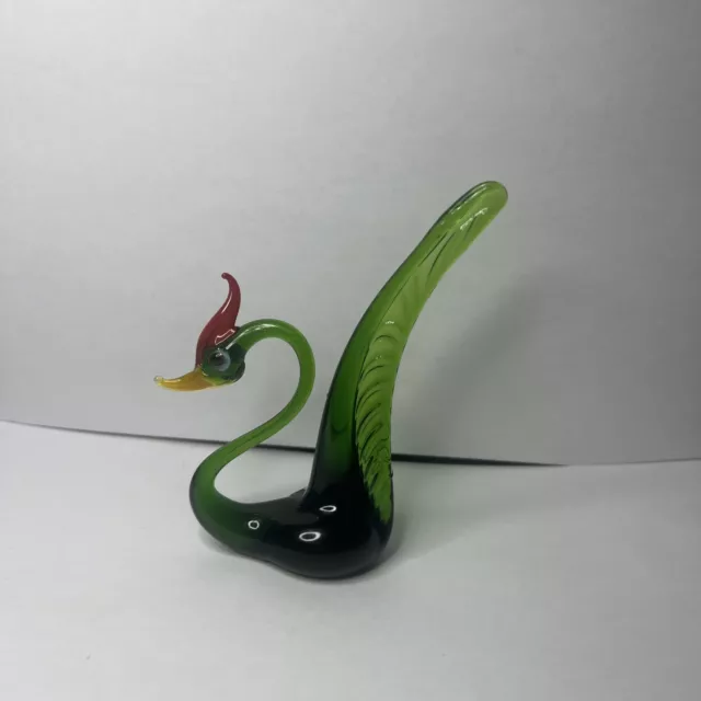 Vintage Murano Glass Swan Green Art Glass Bird Figurine