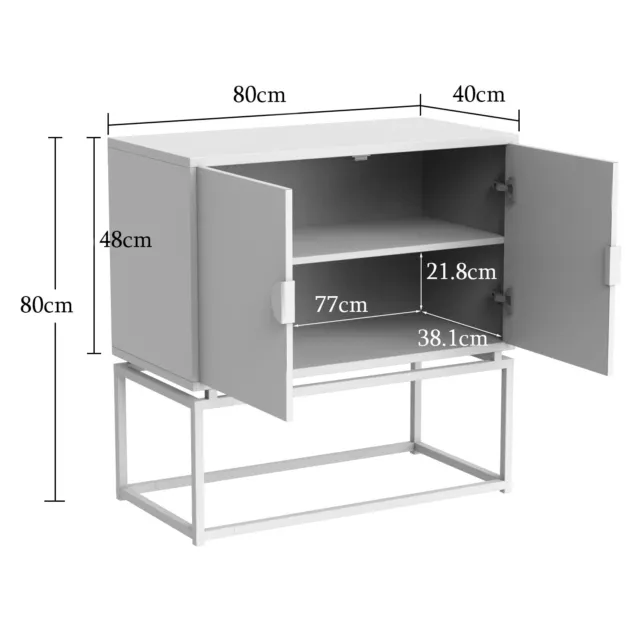 Aparador con 2 puertas, armario de cocina con marco de acero, 80 x 40 x 80 cm 3