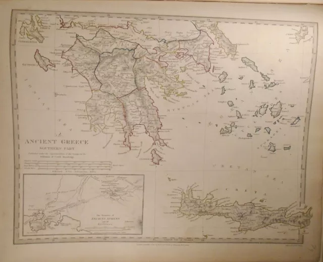 1829 Map of the Southern Region of Ancient Greece Baldwin & Gradoc