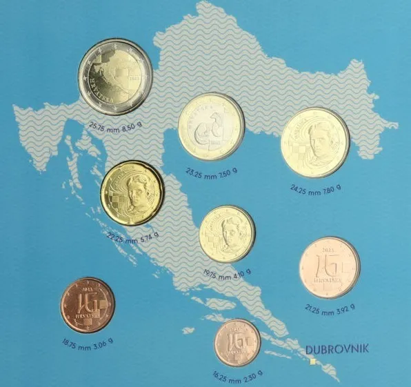 SET OF CIRCULATION COINS EURO 2023. Dubrovnik Croatia Uncirculated coin set TOP