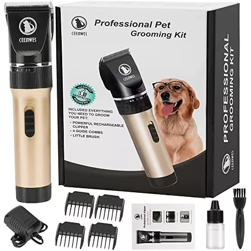 Ceenwes Pet Clippers (Upgrade Version) Low Noise Professional Dog Clippers Recha