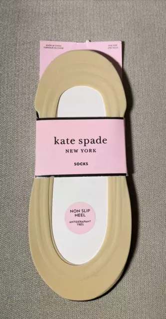 NWT Kate Spade No Slip Heel Liner Socks 2 Black & Camel