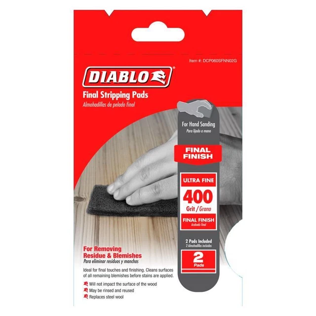 Diablo 6 in. L X 4 in. W 400 Grit Silicone Carbide Final Stripping Pads 2 pk, 3
