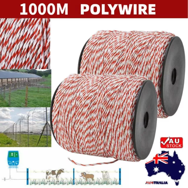 Electric Fence Wire 1000M Fencing Tape Energiser Stainless Steel Poly AU STOCK