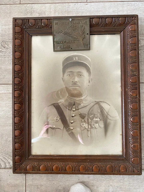 Portrait militaire ancien photo soldat militaria 48 cm X 39 cm - Décoration