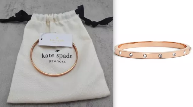 Kate Spade Rose Gold Bangle Bracelet Crystal Rhinestones Hinged NEW beautiful