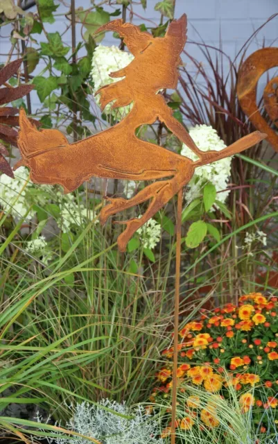 GARTENSTECKER HEXE 116CM Metall Rost Gartendeko Edelrost Groß EUR 23,95