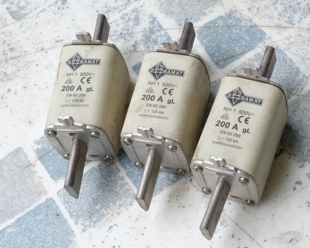 3x Ebamat NH1 fusible 200A gL 500V. Lot de 3.