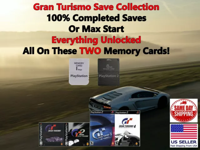 GRAN TURISMO 4 3 A-SPEC - 100% Unlocked Memory Card. All Cars +