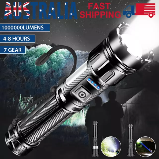 1200000LM LED Flashlight Zoom Light Super Bright Torch USB Rechargeable Lamp AUS