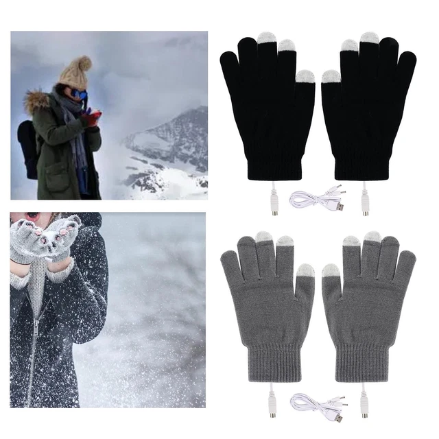 Gants chauffants électriques USB à doigt complet thermique pour femmes