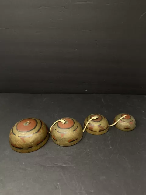 Antique Chinese Dragonbrass Four-Tier Cascading Temple Bells