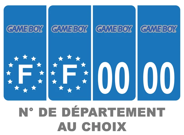Pack 2 paires Autocollant Plaque d'immatriculation Prenium Game Boy