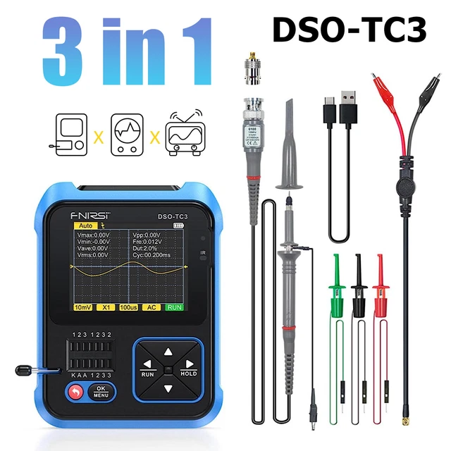 3 in 1 FNIRSI DSO-TC3 Digital Oscilloscope Transistor Tester Signal Generator ++