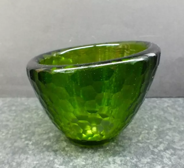 Designed By Carlo Scarpa Green Battuto Angled Glass Bowl Circa Mid 20C 3