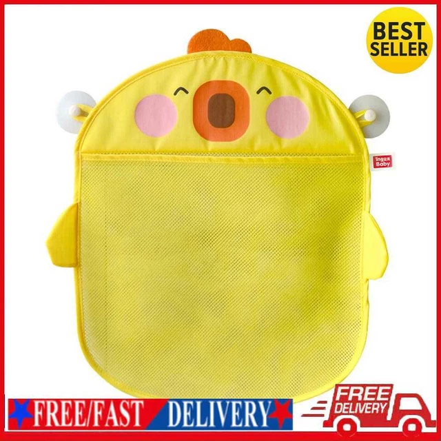 Bolsa de malla para cesta con soporte para juguetes de succión lavable para almacenamiento de juguetes (PATO AMARILLO)