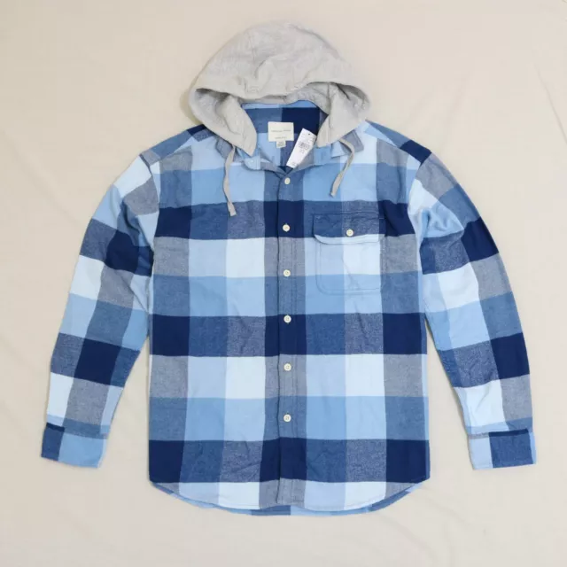 American Eagle Men Flannel Hooded button down shirt size Medium new with tag