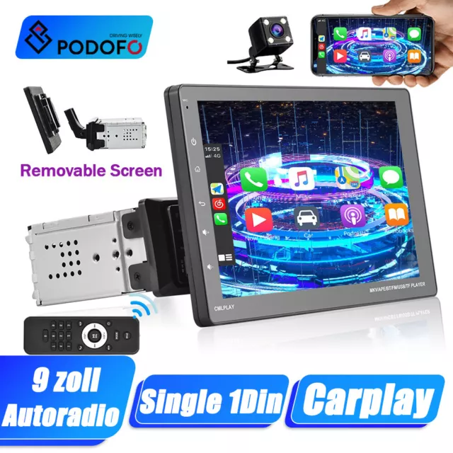 9" Autoradio Apple/Andriod Carplay BT Autoradio Touchscreen Einzel 1Din + Kamera