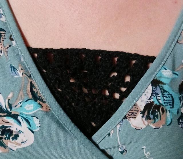 Black Handmade Lace Crochet Cleavage Cover US Only Size: Large-XL