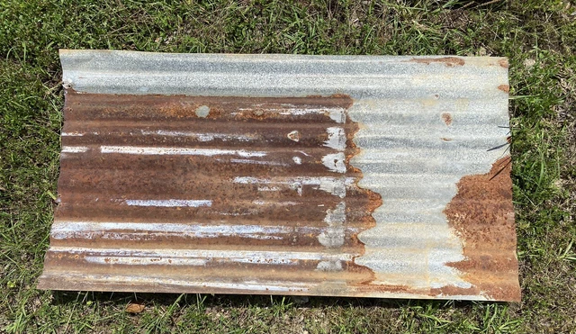 1 Sheet 26" x 48” Rustic Barn Building Tin, Corrugated Metal Reclaim see descrip