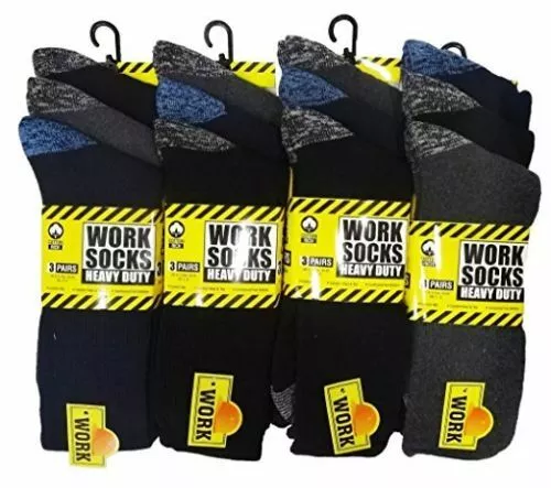 12 Pairs Mens Ultimate Work Boot Socks Size 6-14 Cushion Sole Reinforced Toe
