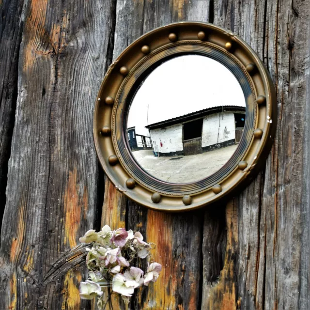 Antique Georgian Regency Style Gilt Gesso Butlers Servants Convex Wall Mirror