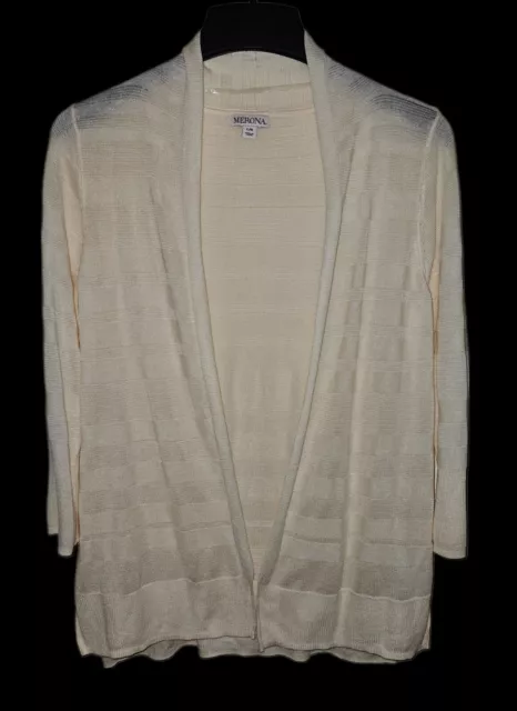 Merona Ivory Knit Open Front Cardigan Women's Size LG