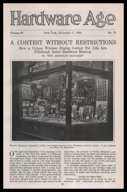 1914 Orr Hardware Co. Window Display Photo Pittsburgh PA 2-Page Article Print Ad