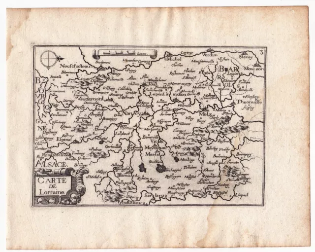 Carte Géographique XVIIe Lorraine Lothringen Christophe Tassin 1634