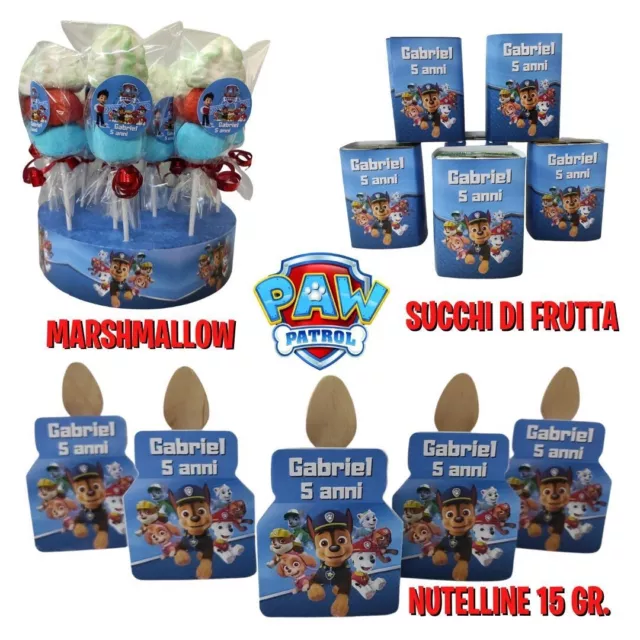 60 PZ PAW Patrol succhi marshmallow nutelline gadget personalizzate  chiudifesta EUR 69,90 - PicClick IT