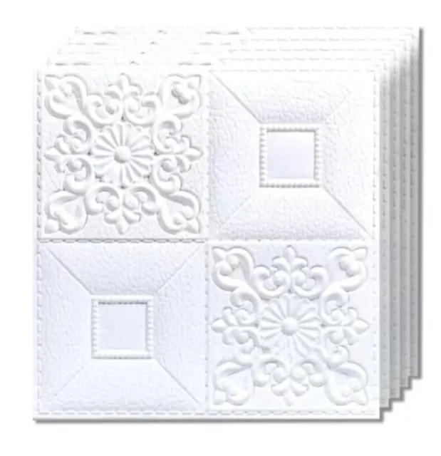 Piastrelle Murali Adesive Bianche Mattoni 3D 35X35X2Mm Schiuma Impermeabile