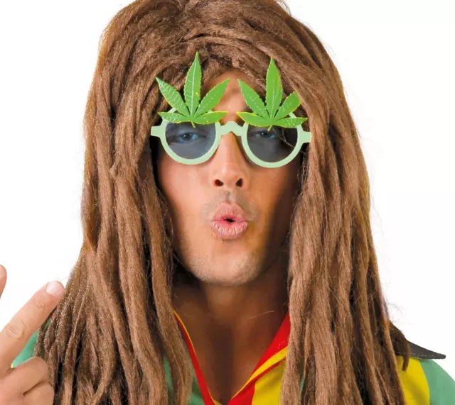 Marijuana Cannabis Ganja Leaf Sunglasses Funny Rasta Mens Weed Joke Fancy Dress