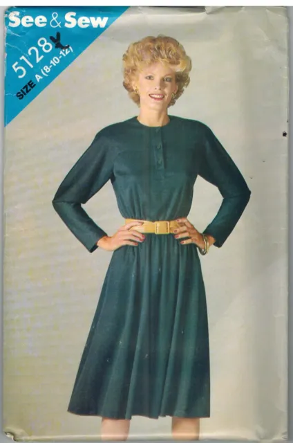 5128 UNCUT Butterick SEWING Pattern Misses Fast Easy Dress Pullover Loose Fit