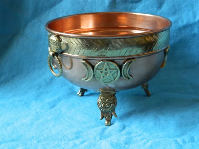 Large Copper Triple Moon Offering/Altar/ Bowl/Cauldron/Witch/Pagan/Altar/Ritual